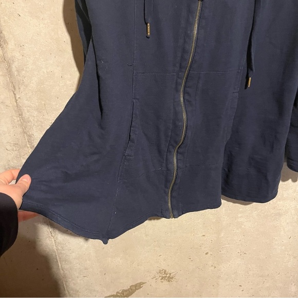 XCVI Sweater Womens XL Navy Zip Up Hoodie Lagenlook Terry Pockets Handkerchief - Picture 6 of 9